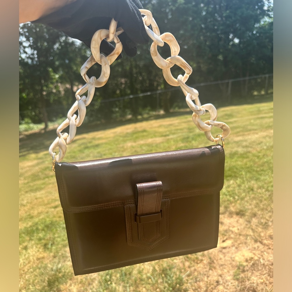 YSL Vintage Brown Shoulder Bag Clutch Leather with COA - Picture 8 of 13